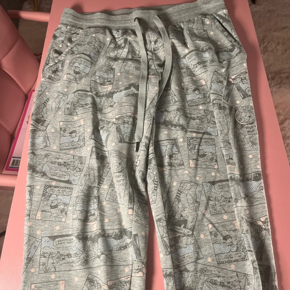Disney‎ Winnie The Pooh pajama jogger sleep lounge pants Size small 4-6 in grey